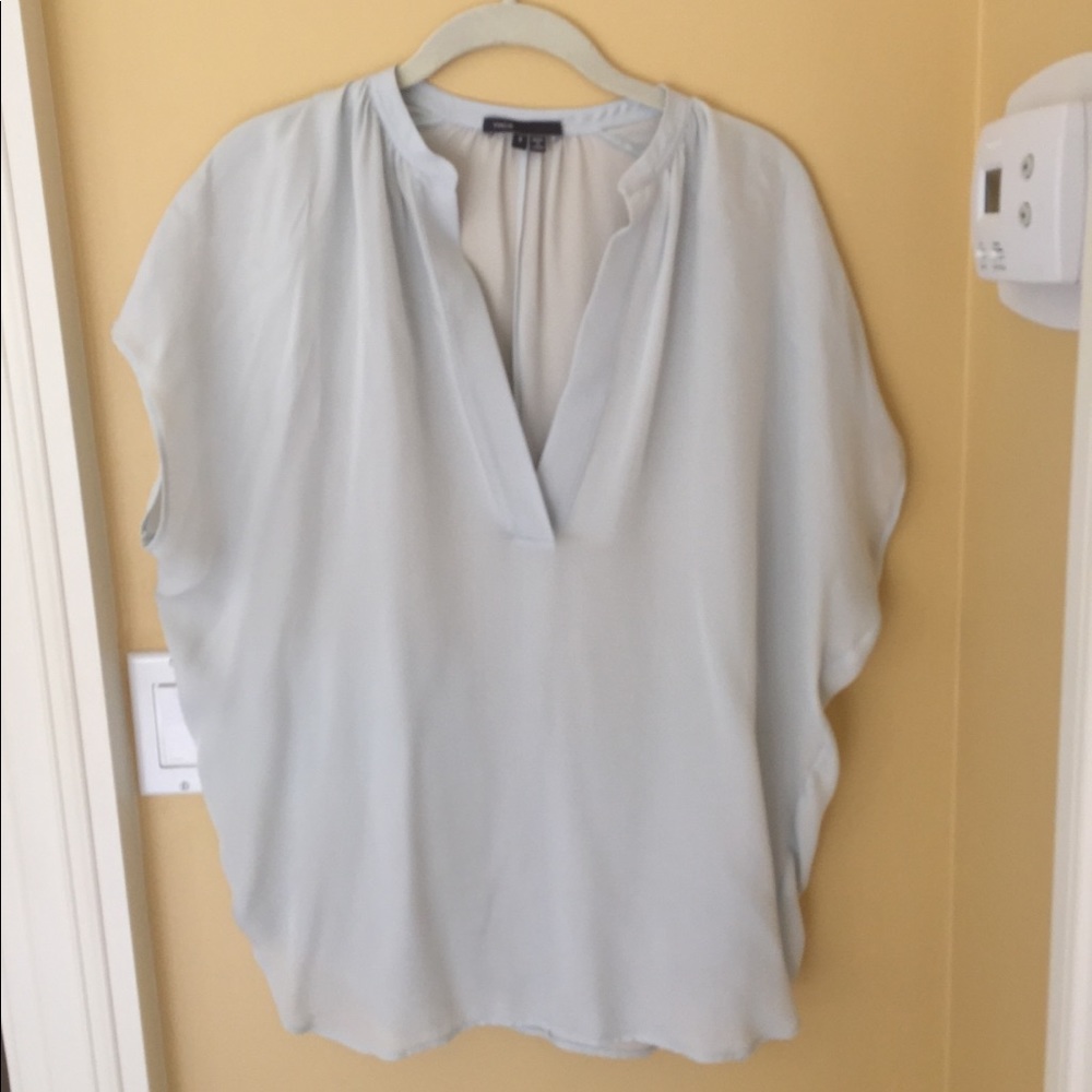 Powder blue silk Vince top size S